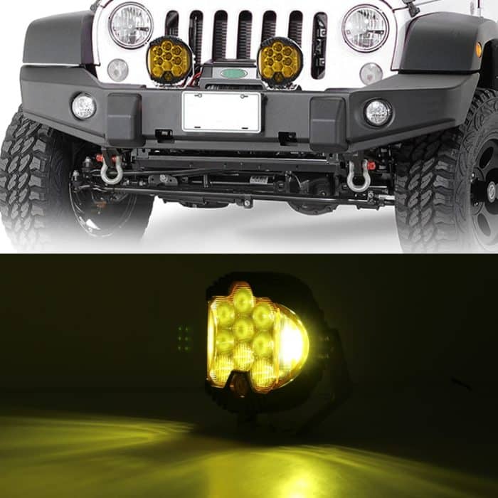 OL-1950Y 7 Zoll DC12V-30V 8000LM 6500K 90W Auto-LED-Licht an drei Seiten Scheinwerfer für Jeep Wrangler (Goldlicht) – Bild 7