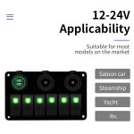 Multifunktionales Kombi-Schaltfeld, 12 V/24 V, 6-Wege-Schalter + Dual-USB-Ladegerät für Auto, Wohnmobil, Marine, Boot, 6 Way (Blue Light), 6 Way (Green Light), 6 Way (Red Light) – Bild 3