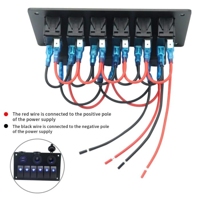 Multifunktionales Kombi-Schaltfeld, 12 V/24 V, 6-Wege-Schalter + Dual-USB-Ladegerät für Auto, Wohnmobil, Marine, Boot, 6 Way (Blue Light), 6 Way (Green Light), 6 Way (Red Light) – Bild 5
