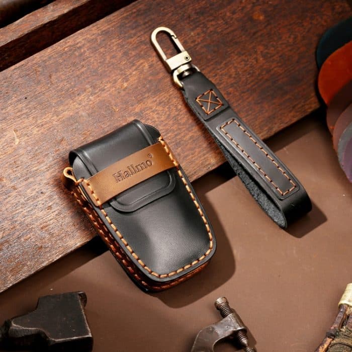 Hallmo Auto-Schlüsselhülle aus Rindsleder, Schlüsselhülle für Toyota Corolla 2017, 3-Tasten, For Toyota Corolla 2017 3-button – Bild 7