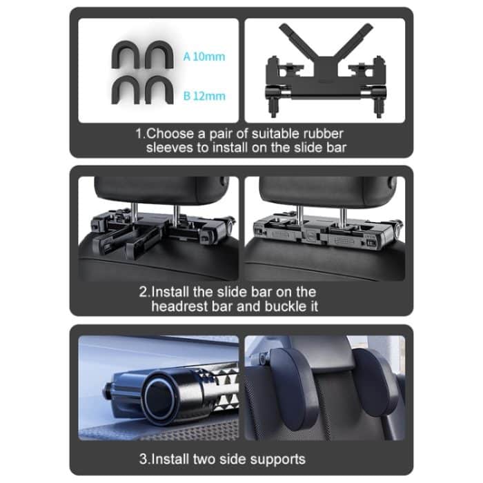 A05 Verstellbares U-förmiges Auto-Auto-Nackenstützenkissen aus Memory-Schaum, Sitzkissen mit Haken und Handyhalter, A05 (Beige), A05 (Brown), A05 (Red), A05 (Grey), A05 (Black), A05 (Coffee) – Bild 5