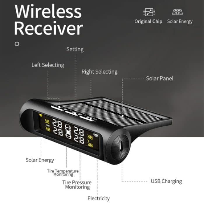 YB-P0248 Universal Auto Wireless Solar TPMS Reifendruckmonitor-Detektor – Bild 4