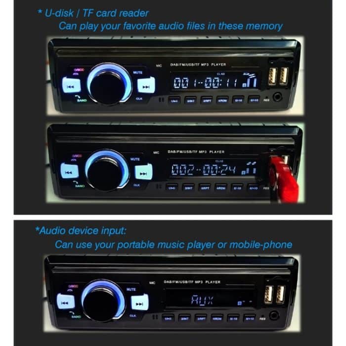 1-Din Auto DAB Radio Player Stereoanlage FM-Empfänger, Unterstützung Bluetooth & U Disk & MP3 & TF Karte – Bild 4