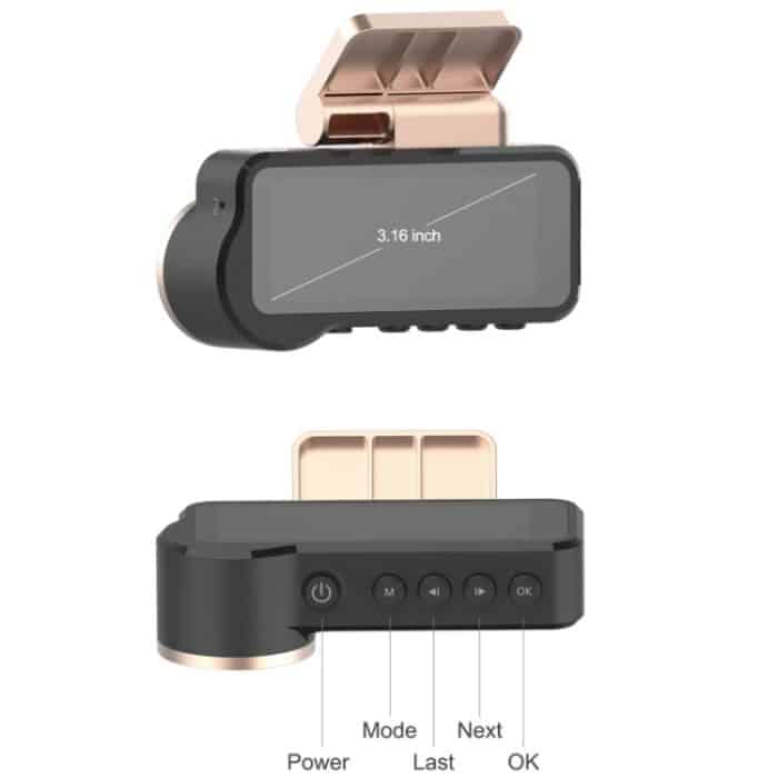 F22 3,16 Zoll 1080P HD Nachtsicht-Fahrrecorder, Standardversion mit In-Car-Ansicht-Kamera – Bild 3