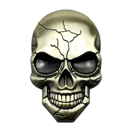 Dreidimensionaler Teufelsschädel-Autoaufkleber aus Metall, Bronze, Silver Grey, Titanium Color