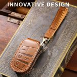 Hallmo Auto-Schlüsselschutzhülle aus echtem Leder für Jeep Compass 5-Tasten, For Jeep Compass 5-button (Black), For Jeep Compass 5-button (Blue), For Jeep Compass 5-button (Brown) – Bild 3