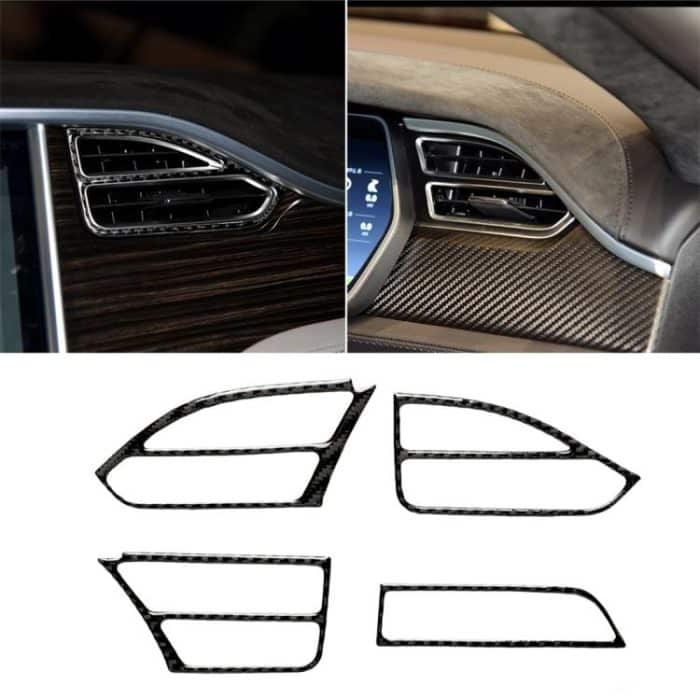 CRP5511.jpg 4 PCS Carbon Fiber Car Central Control Instrument Outlet Dekorativer Aufkleber für Tesla Model X, geeignet für Linksfahrten – Bild 1