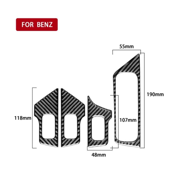 4 stücke / satz Kohlefaser Auto Glashubschalter Dekorativer Aufkleber für Mercedes-Benz B-Klasse 2019 / GLB 2020, Rechtsfahrt – Bild 2