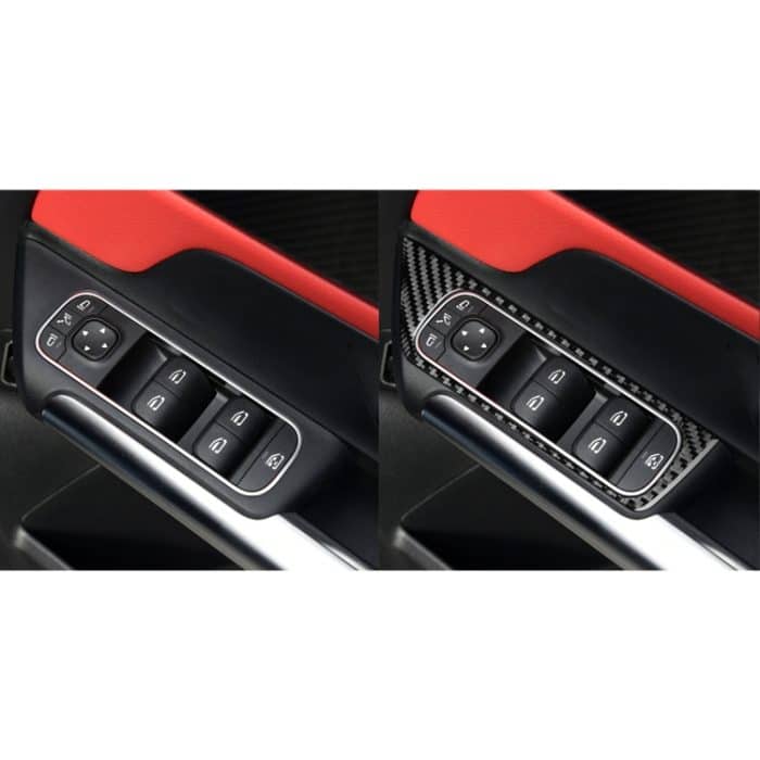 4 stücke / satz Kohlefaser Auto Glashubschalter Dekorativer Aufkleber für Mercedes-Benz B-Klasse 2019 / GLB 2020, Rechtsfahrt – Bild 7