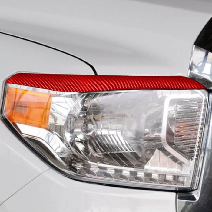 2 stücke / satz Kohlefaser Auto Scheinwerfer Augenbraue Dekorative Aufkleber für Toyota Tundra 2014-2018, linke und rechte Antrieb Universal (rot) – Bild 5
