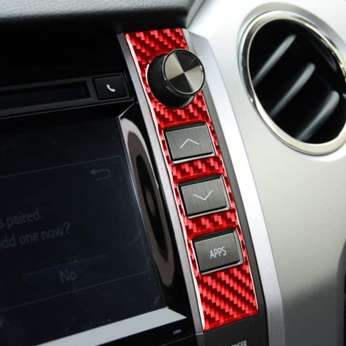 2 Teile/satz Carbon Faser Auto Zentrale Steuerung Volumen Schalter Dekorative Aufkleber für Toyota Tundra 2014-2018, links und Rechts Antrieb Universal, Central Control Volume Switch – Bild 5