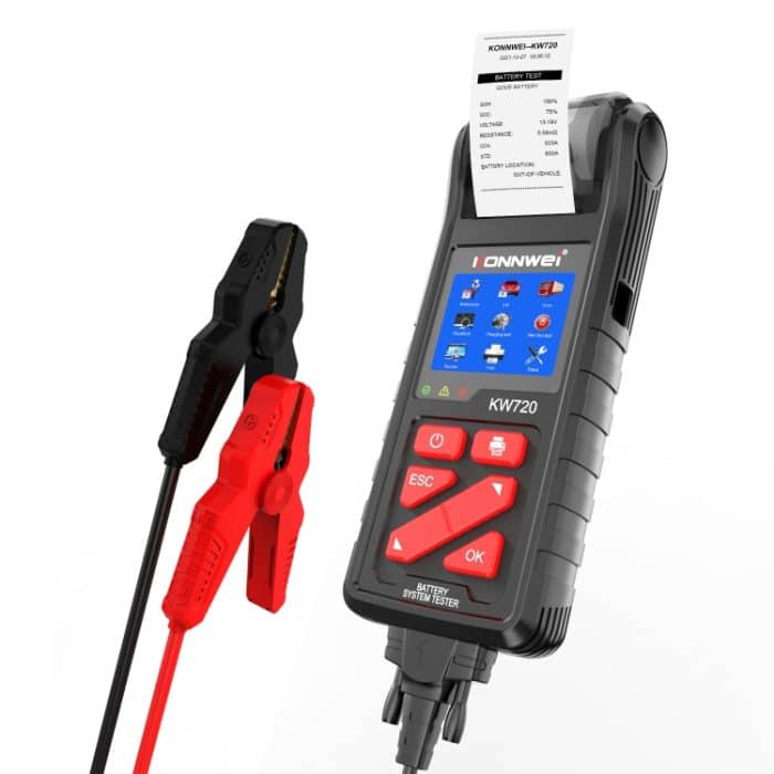 Konnwei KW720 Auto 3,2 Zoll 6V-24 V Blei-Säure-Batterie-Tester mit Drucker – Bild 1