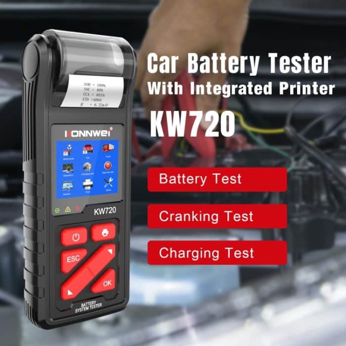Konnwei KW720 Auto 3,2 Zoll 6V-24 V Blei-Säure-Batterie-Tester mit Drucker – Bild 3