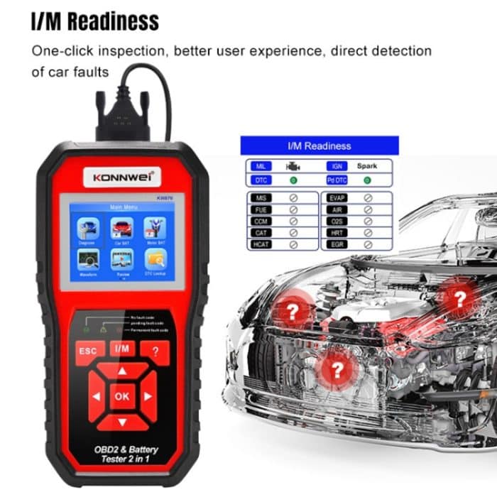 Konnwei KW870 2 In 1 Auto OBD2 Fehlerdiagnose + Batterieprüfer – Bild 6