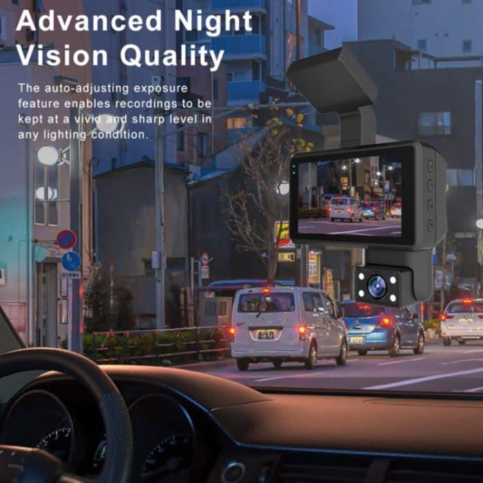 Vordere und innere Doppelkamera HD-Infrarot-Nachtsicht-Auto-Dashcam-Fahrrecorder – Bild 9