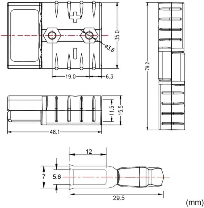 CP-0242-01 50 A 600 V AC/DC Kabelbaumstecker für Zugwinden-Schnellkupplungssysteme – Bild 4