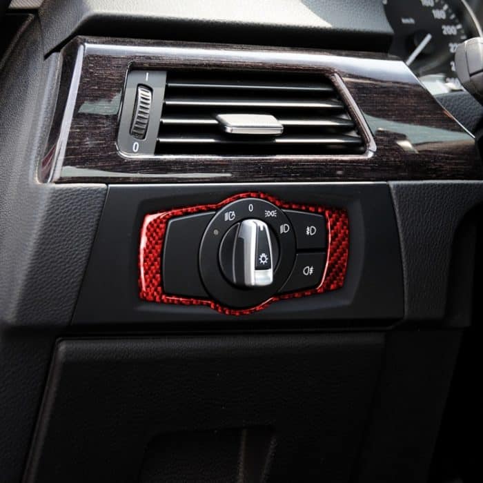 Für BMW 3er E90 Kohlefaser-Autoscheinwerferschalter-dekorativer Aufkleber, linker und rechter Antrieb Universal, Car Headlight Switch – Bild 5