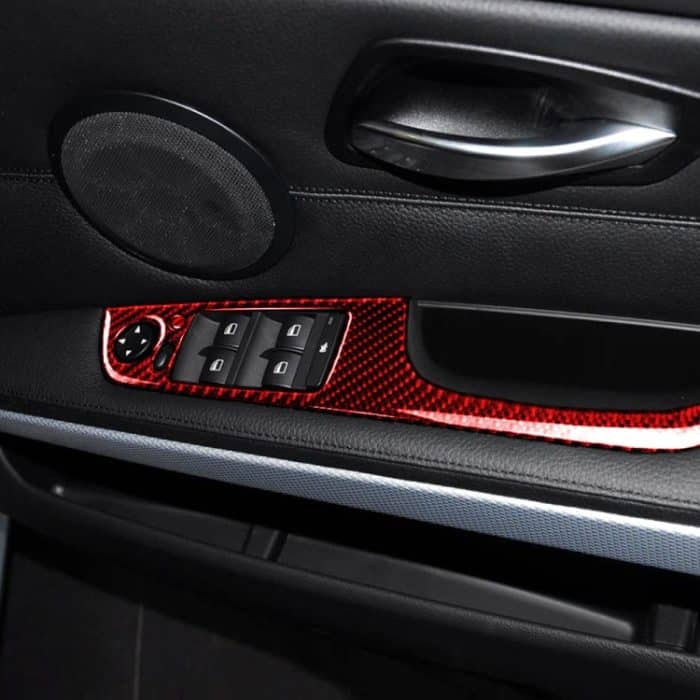 5-teiliges Set für BMW 3er E90, Kohlefaser-Auto-Fensterheber-Panel für den rechten Antrieb, dekorativer Aufkleber, Durchmesser: 35,8 cm, Car Right Drive Window Lift Panel – Bild 5