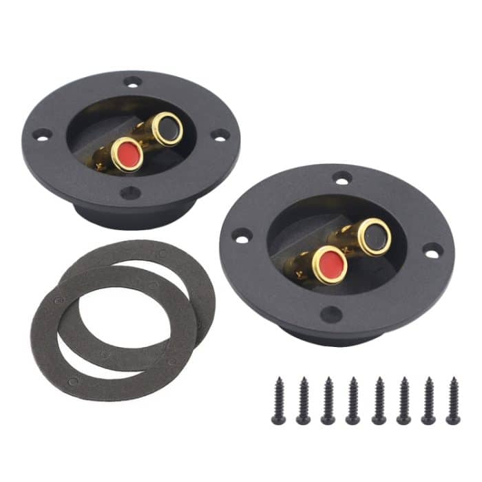 2 in 1 / Set Auto Doppelbindung Runde Goldplatte Push Federbelastete Buchsen Lautsprecherbox – Bild 1