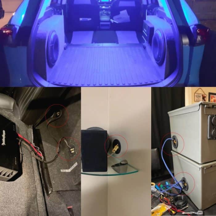 2 in 1 / Set Auto Doppelbindung Runde Goldplatte Push Federbelastete Buchsen Lautsprecherbox – Bild 7