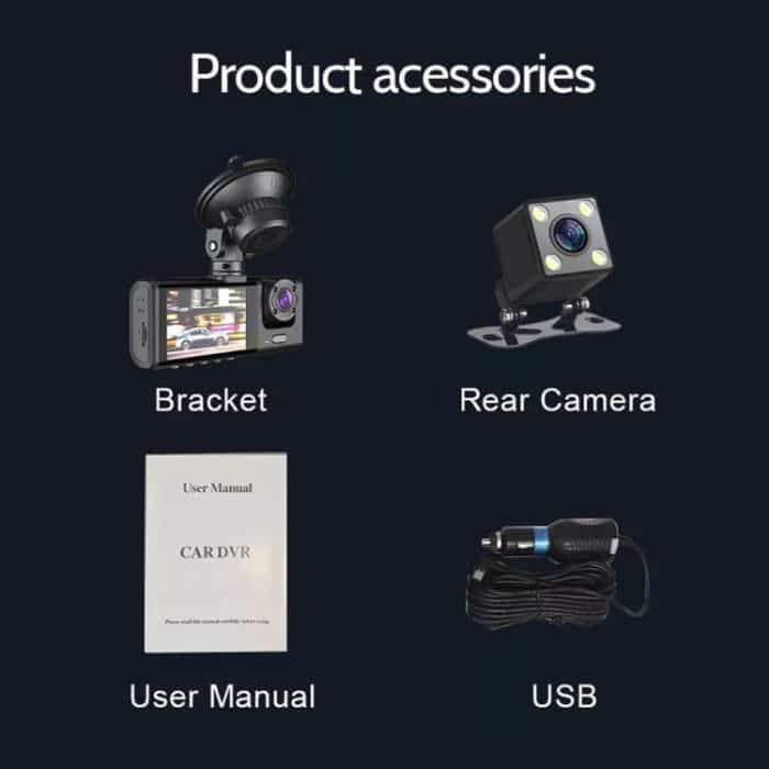 A1 3-Objektiv-Video-HD-Nachtsicht-Autofahrrecorder – Bild 9