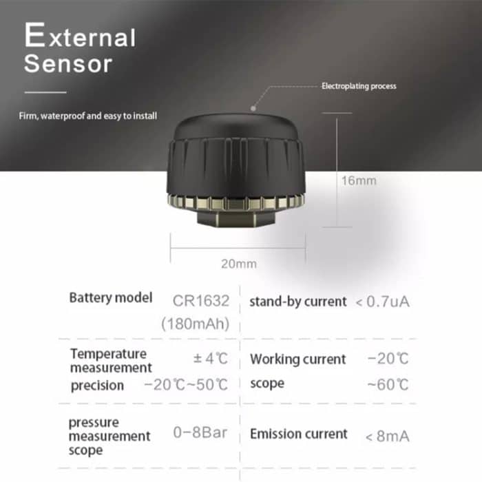 USB TPMS Reifendruckkontrollsystem Android mit externem Sensor für Autoradio DVD Player – Bild 5