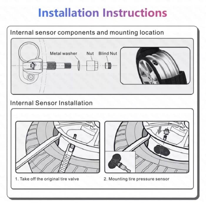 USB TPMS Reifendruckkontrollsystem Android mit internem Sensor für Autoradio DVD Player – Bild 8