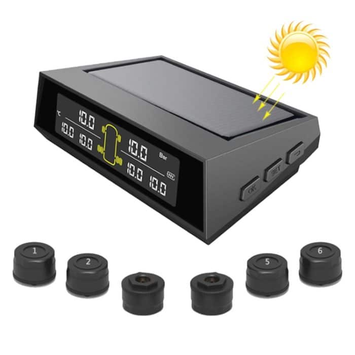 Auto Solar Wireless Reifendrucküberwachungssystem TPMS 6 externe Sensoren für 6-Rad-LKW-Bus – Bild 1