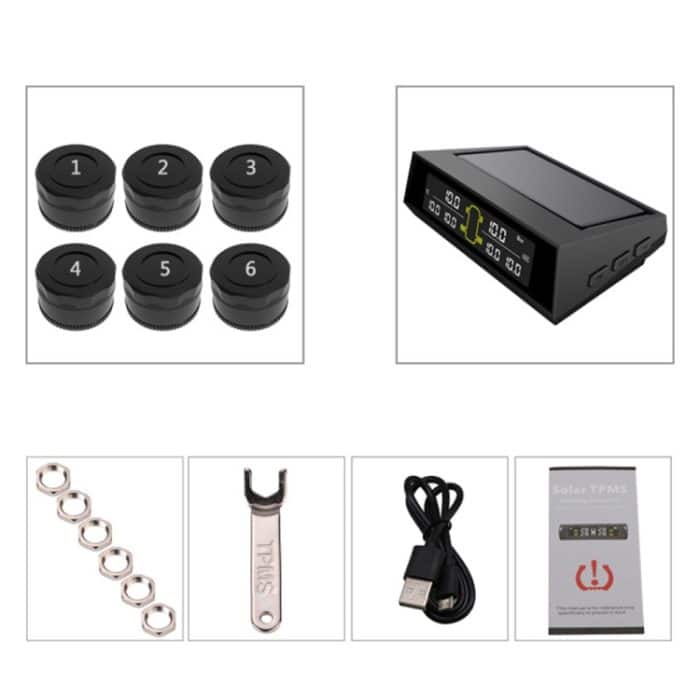 Auto Solar Wireless Reifendrucküberwachungssystem TPMS 6 externe Sensoren für 6-Rad-LKW-Bus – Bild 3