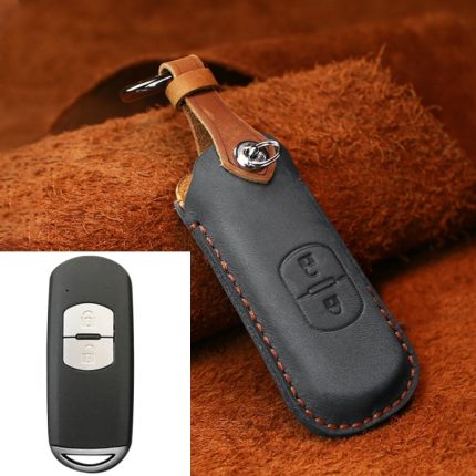 Für Mazda Old Style Hallmo Auto-Rindsleder-Schlüsselschutzhülle Schlüsseletui, Version mit zwei Schlüsseln, Two Keys Version, For Mazda Old Style, For Mazda, For Mazda Old Style, Two Keys Version