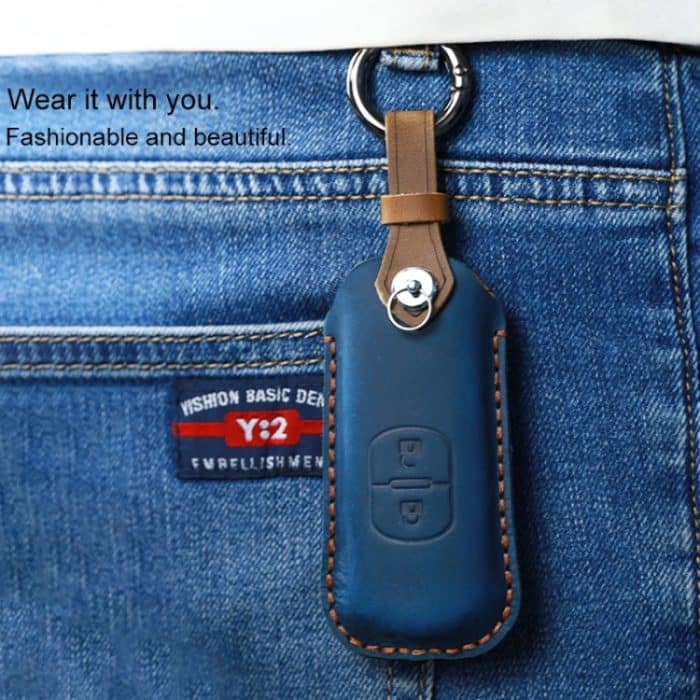 Für Mazda Old Style Hallmo Auto-Rindsleder-Schlüsselschutzhülle Schlüsseletui, Version mit zwei Schlüsseln, Two Keys Version, For Mazda Old Style, For Mazda, For Mazda Old Style, Two Keys Version – Bild 6