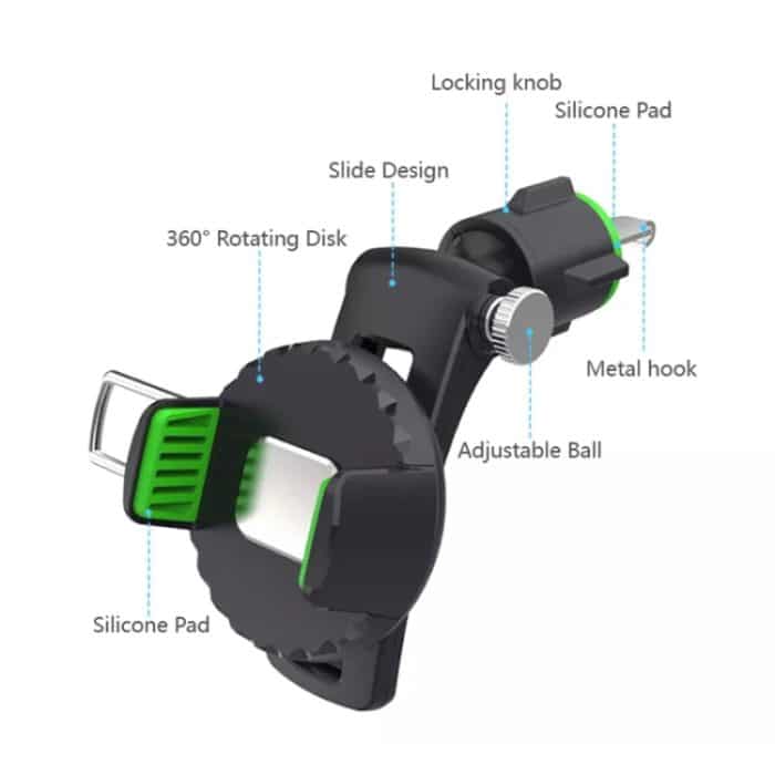 Multifunktionaler Auto-Klimaanlagen-Luftauslass-Telefonhalter, Air Outlet (Black), Air Outlet (Green) – Bild 3