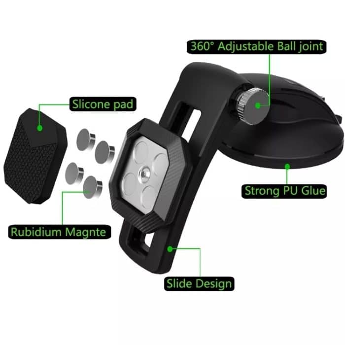 Multifunktionale Auto-Mittelkonsole, Armaturenbrett, Saugnapf, magnetischer Handyhalter, Suction Cup Magnetic (Black), Suction Cup Magnetic (Green) – Bild 2