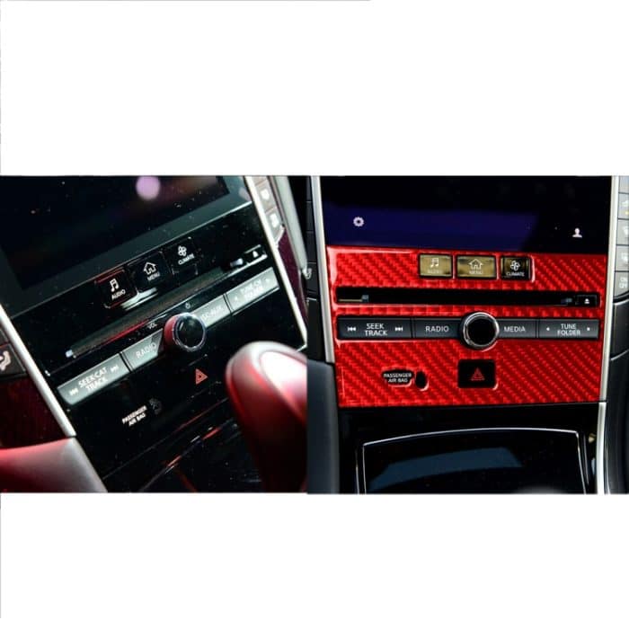 Auto-Carbon-Faser-B-Style-CD-Konsolentafel-dekorativer Aufkleber für Infiniti Q50 2014–2020, linker Antrieb, B Style CD Console Panel, Left Drive – Bild 6