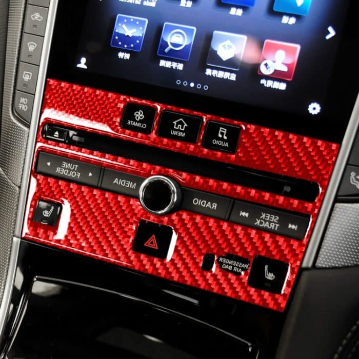 Auto-Carbon-Faser-A-Stil CD-Konsolentafel-dekorativer Aufkleber für Infiniti Q50 2014–2020, Rechtsantrieb, A Style CD Console Panel, Right Drive – Bild 5