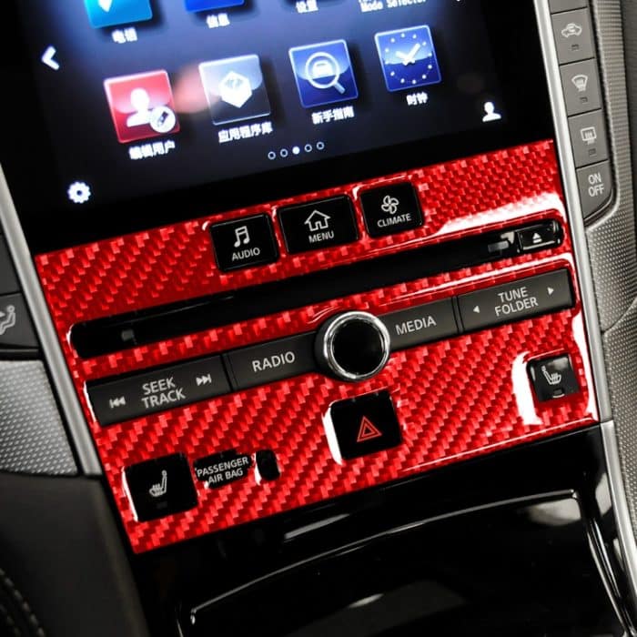 Auto-Carbon-Faser-A-Stil CD-Konsolentafel-dekorativer Aufkleber für Infiniti Q50 2014–2020, linker Antrieb, A Style CD Console Panel, Left Drive – Bild 5