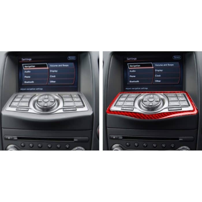 Car Carbon Fiber Multimedia Navigation Button Panel Dekorativer Aufkleber für Nissan 370Z / Z34 2009-, Links- und Rechtsantrieb Universal, Multimedia Navigation Button Panel – Bild 6