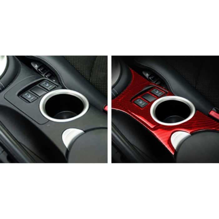 3 in 1 Auto Kohlefaser Mittelkonsole Wasserbecherhalter Panel Dekorativer Aufkleber für Nissan 370Z / Z34 2009-, Links- und Rechtsantrieb Universal, Center Console Water Cup Holder Panel D – Bild 6