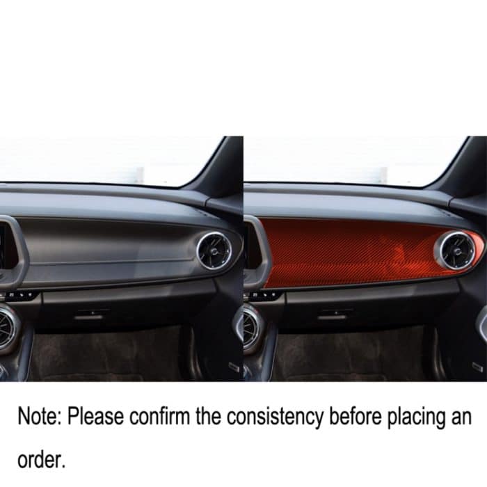Dekorativer Aufkleber für das vordere Bedienfeld des Beifahrersitzes in der Mitte des Auto-Carbon-Fasers für Chevrolet Camaro 2017–2019, linker Antrieb, Front Passenger Seat Center Control Panel, Left Drive – Bild 6