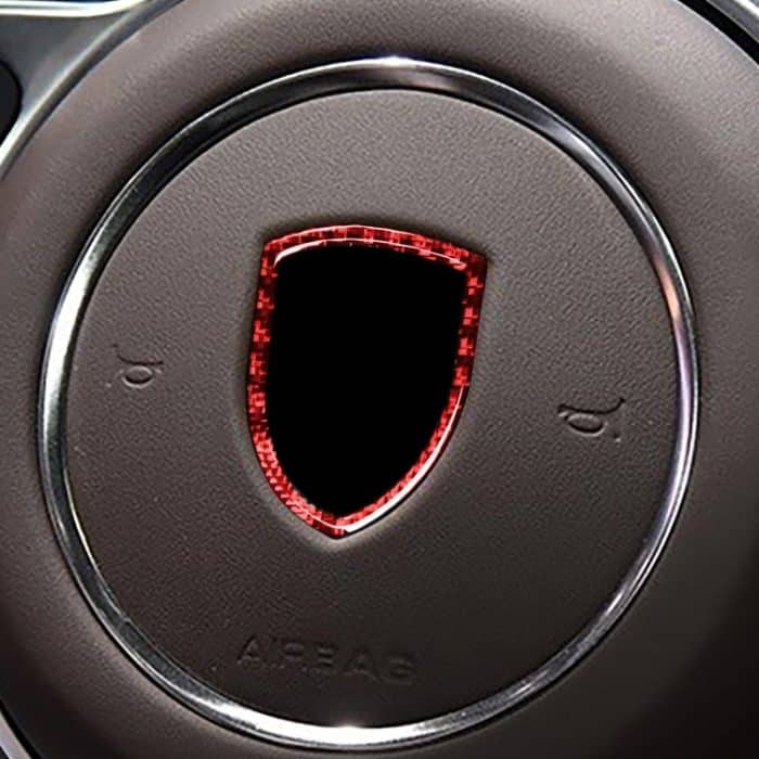 Auto-Carbonfaser-Lenkrad-Logo, dekorativer Aufkleber für Porsche Macan 2014–2021, Links- und Rechtsantrieb, universell, Steering Wheel Logo – Bild 5