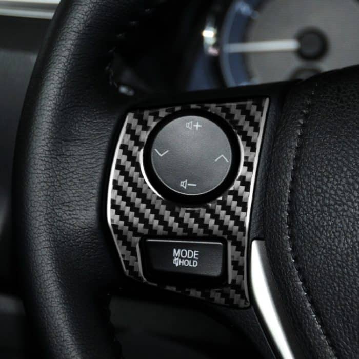 Auto Kohlefaser-Lenkrad-Knopf-Rahmen dekorativer Aufkleber für Toyota Corolla / Levin 2014-2018, linke und rechte Antrieb universell – Bild 5