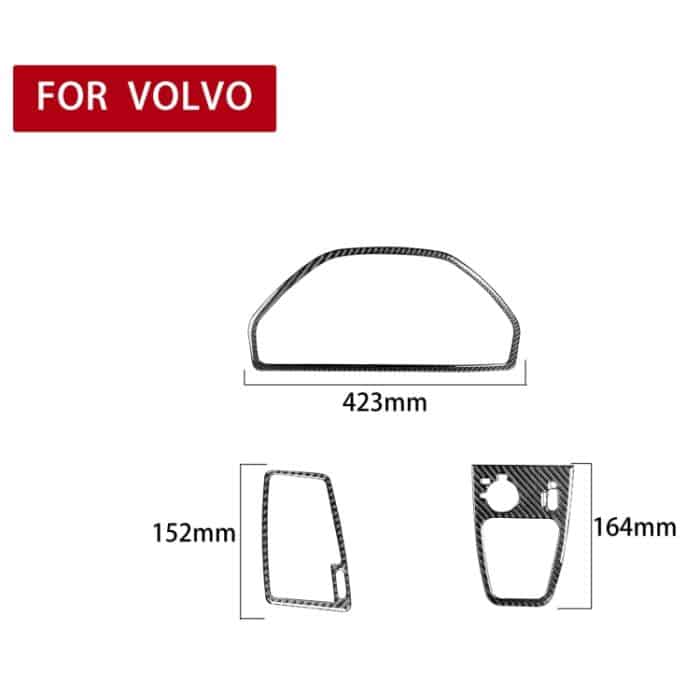 3 in 1 Autokohle-Kohlenstoff-Lenkrad-Set dekorativer Aufkleber für Volvo XC90 2003-2014, linke und rechter Antrieb universell – Bild 2