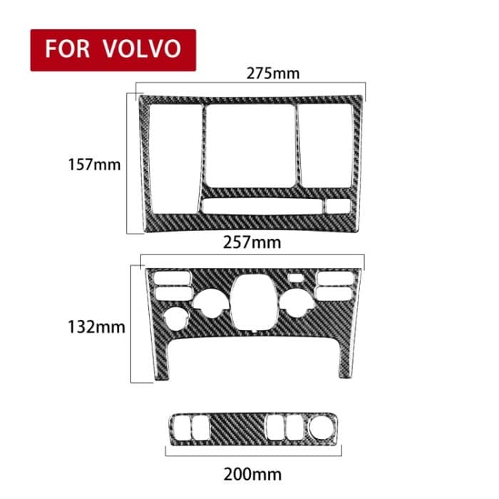 Car Carbon Fiber Control Panel Set einen dekorativen Aufkleber für Volvo XC90 2003-2014, links und rechts universell – Bild 2