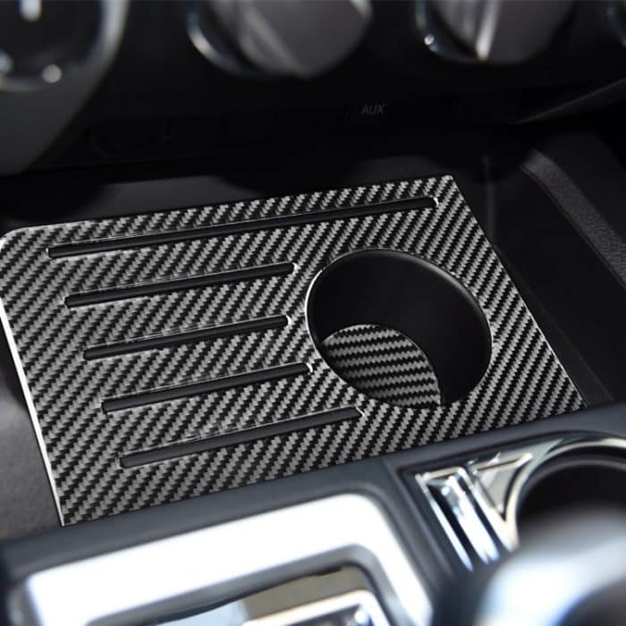 2 stücke / satz Kohlefaserwagen Zentralsteuerung Aufbewahrungsbox Slot Matte Dekorativer Aufkleber für Toyota Tundra 2014-2018, links rechts fahren – Bild 5