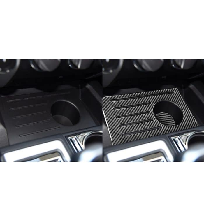 2 stücke / satz Kohlefaserwagen Zentralsteuerung Aufbewahrungsbox Slot Matte Dekorativer Aufkleber für Toyota Tundra 2014-2018, links rechts fahren – Bild 7
