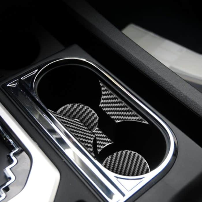 5 stücke / satz Kohlefaserauto Central Control Cup Halter Panel Aufkleber Dekorative Aufkleber für Toyota Tundra 2014-2018, links rechts fahren universell – Bild 6