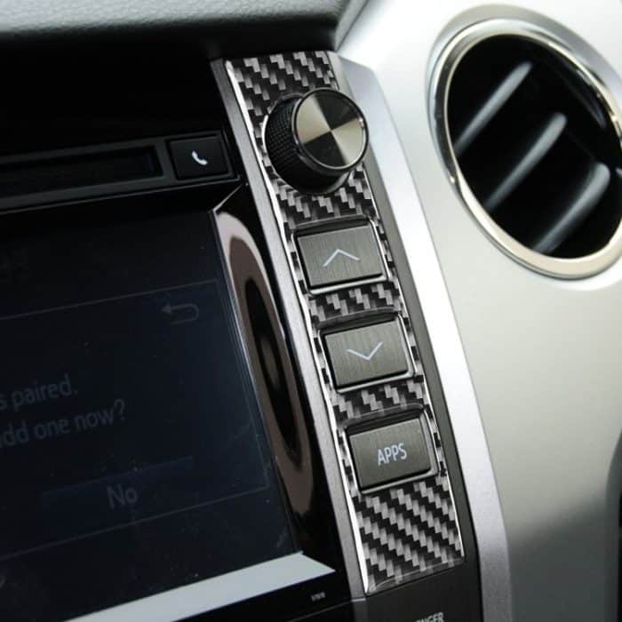 2 stücke / satz Kohlefaser Auto Zentralsteuerung Volumenschalter Dekorative Aufkleber für Toyota Tundra 2014-2018, links rechts fahren universell – Bild 6