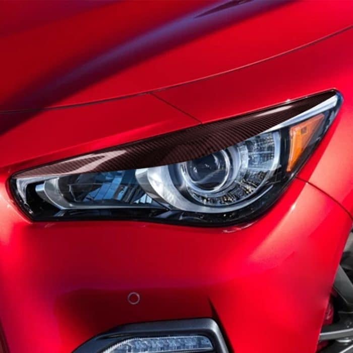 2 teile / satz Kohlefaserauto-Lampe Augenbraue-dekorativer Aufkleber für Infiniti Q50 2014-2019, Drop-Kleber-Version – Bild 6