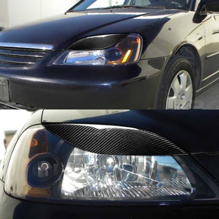 2 stücke / satz Kohlefaser Auto Lampe Augenbraue Dekorative Aufkleber für Honda Civic 2001-2003, Tropfenkleberversion – Bild 5