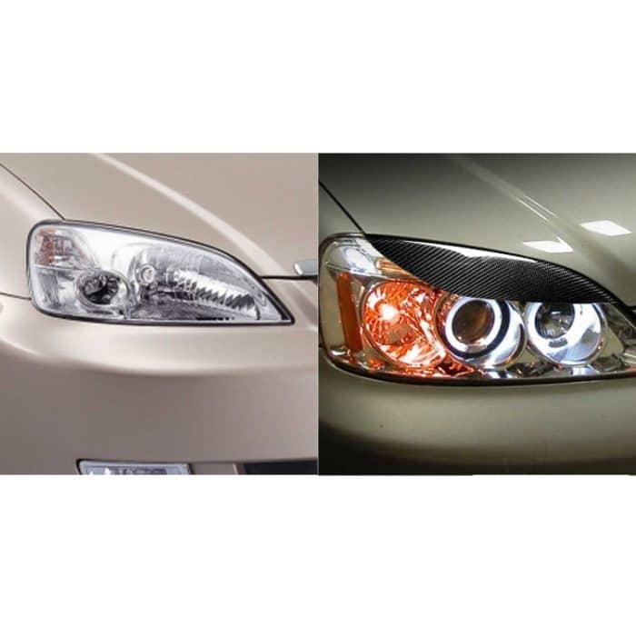 2 stücke / satz Kohlefaser Auto Lampe Augenbraue Dekorative Aufkleber für Honda Civic 2001-2003, Tropfenkleberversion – Bild 6
